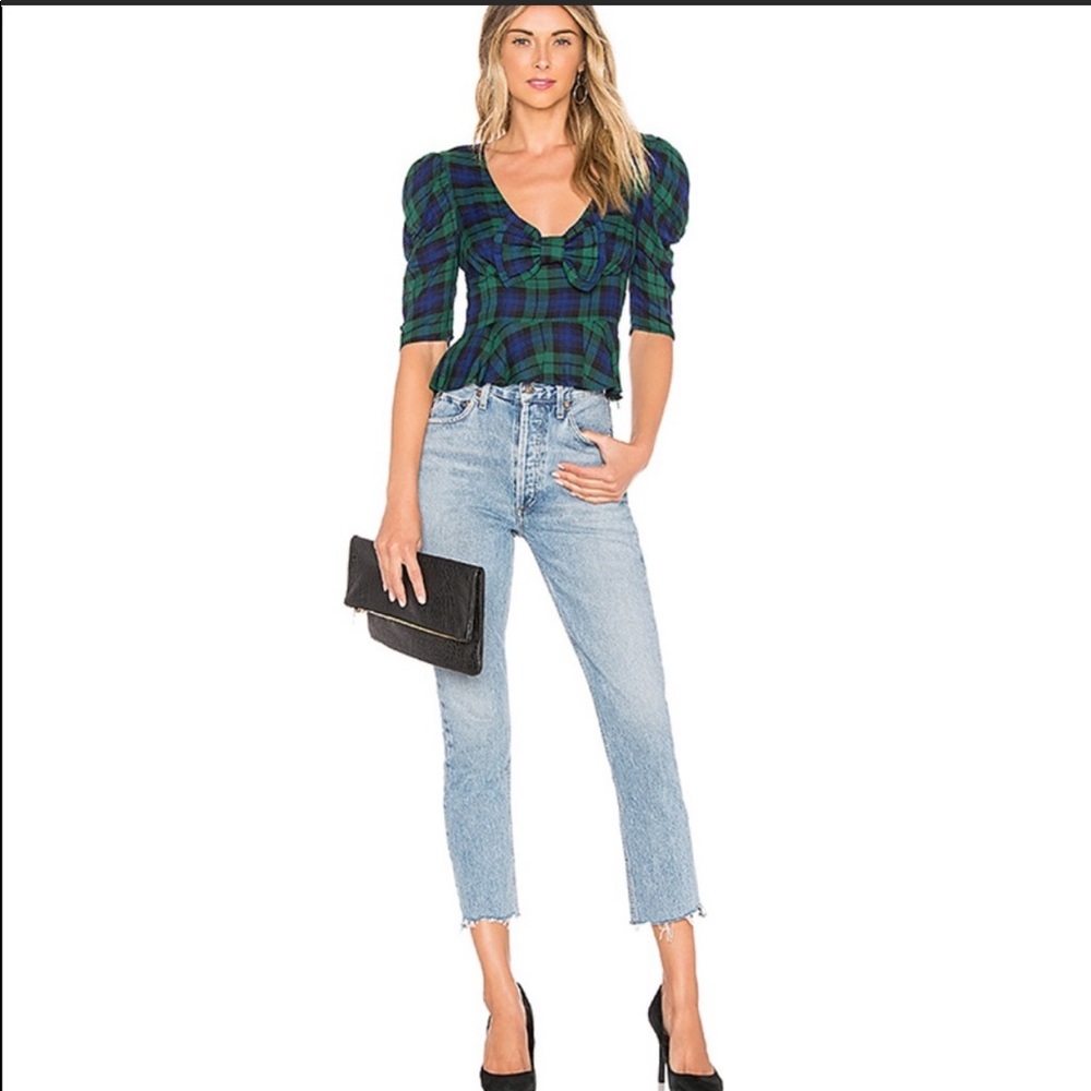 Majorelle Daphne Top in Plaid Multi